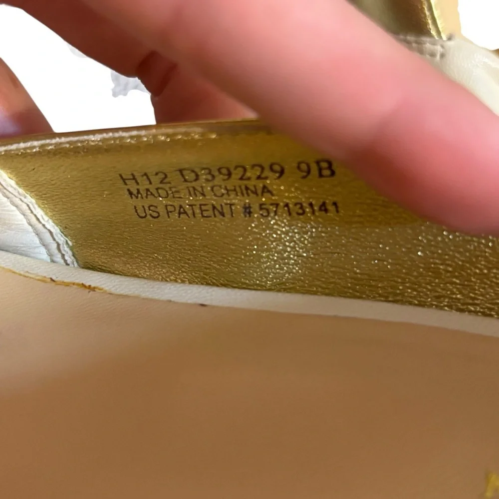 Cole Haan wedges gold white twist peep toe Nike Air sole size 9 US women’s